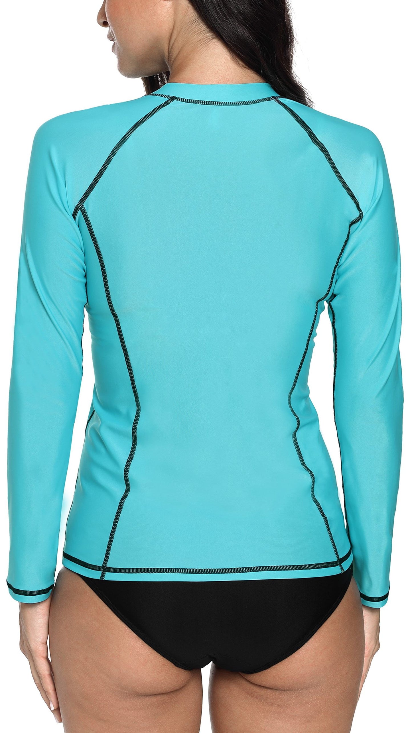 Rash Guard for Women Zip Front Long Sleeve Rashguard Top Sun Protection Swim Shirt