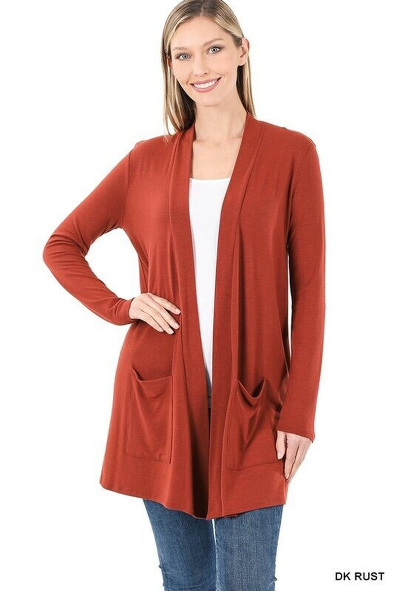 Womens Open Front Fly Away Cardigan Sweater Long Sleeve with Pockets Loose Drape